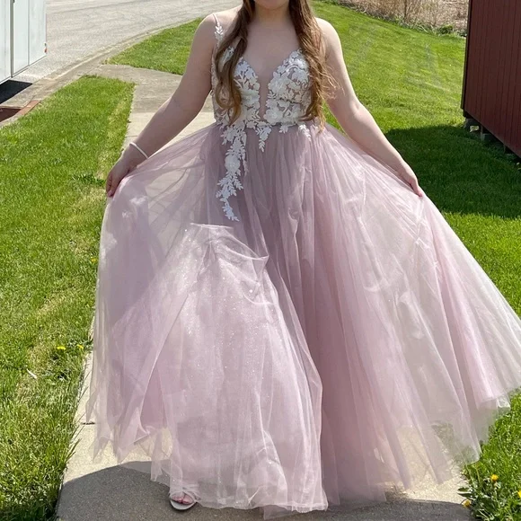 light pink dress size 14 Lane Bryant Light Pink Lace Dress Size 14